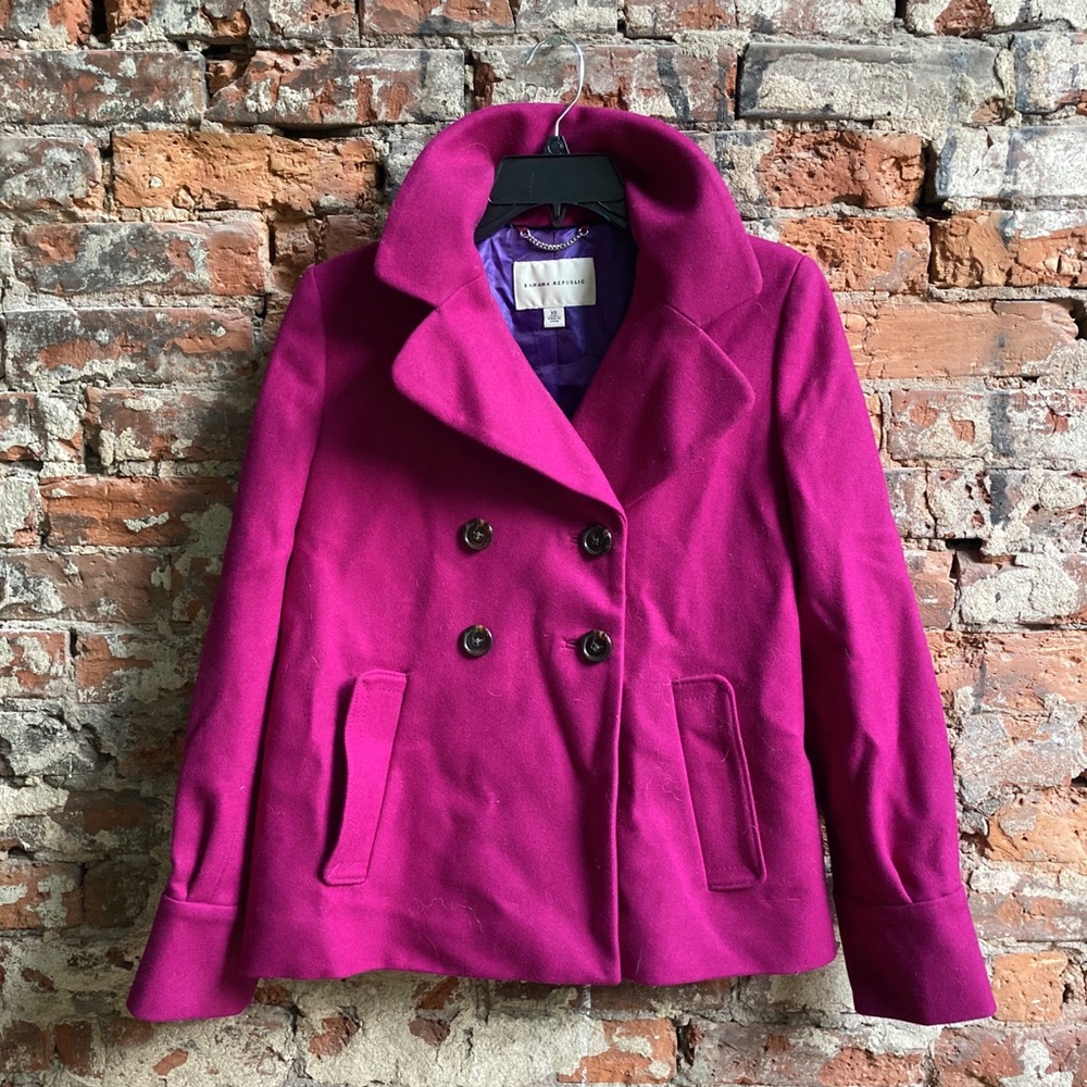 Banana Republic XS Raspberry Double-breasted Swing Coat